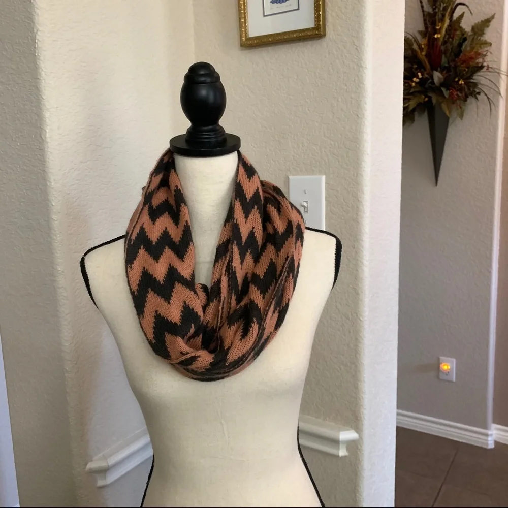 Salmon and Gray chevron unity scarf